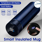 Smart LED Temperature Water Bottle 500ml | Stainless Steel Hot & Cold Bottles with Vacuum Thermos Flask Temperature Water Bottle, Smart Thermos Water Bottle, LED Temperature Display Vacuum Flask Thermos, 500ML Stainless Steel Intelligent Hot Cold Vacuum F