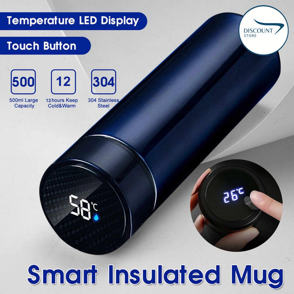 Smart LED Temperature Water Bottle 500ml | Stainless Steel Hot & Cold Bottles with Vacuum Thermos Flask Temperature Water Bottle, Smart Thermos Water Bottle, LED Temperature Display Vacuum Flask Thermos, 500ML Stainless Steel Intelligent Hot Cold Vacuum F