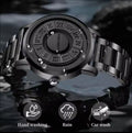 Trend Concept Magnetic Ball Watch Floating Pointer Mirror-less Dial Quartz Analog Watch for Boys/Men Roman Numeral Dial Waterproof Watch Leather Strap