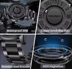 Trend Concept Magnetic Ball Watch Floating Pointer Mirror-less Dial Quartz Analog Watch for Boys/Men Roman Numeral Dial Waterproof Watch Leather Strap