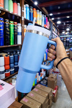 Stanley Style Plain Tumbler With Handle & Straw Premium Quality Stainless Steel Tumbler With Handle & Straw – Premium Stainless Steel Travel Mug for Hot & Cold Drinks, Outdoor Hydration Water Bottle