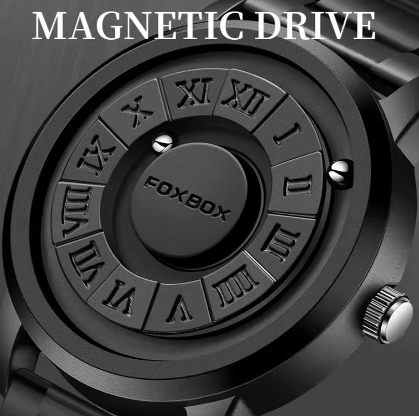 Trend Concept Magnetic Ball Watch Floating Pointer Mirror-less Dial Quartz Analog Watch for Boys/Men Roman Numeral Dial Waterproof Watch Leather Strap