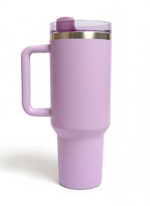 Stanley Style Plain Tumbler With Handle & Straw Premium Quality Stainless Steel Tumbler With Handle & Straw – Premium Stainless Steel Travel Mug for Hot & Cold Drinks, Outdoor Hydration Water Bottle