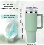 Stanley Style Plain Tumbler With Handle & Straw Premium Quality Stainless Steel Tumbler With Handle & Straw – Premium Stainless Steel Travel Mug for Hot & Cold Drinks, Outdoor Hydration Water Bottle