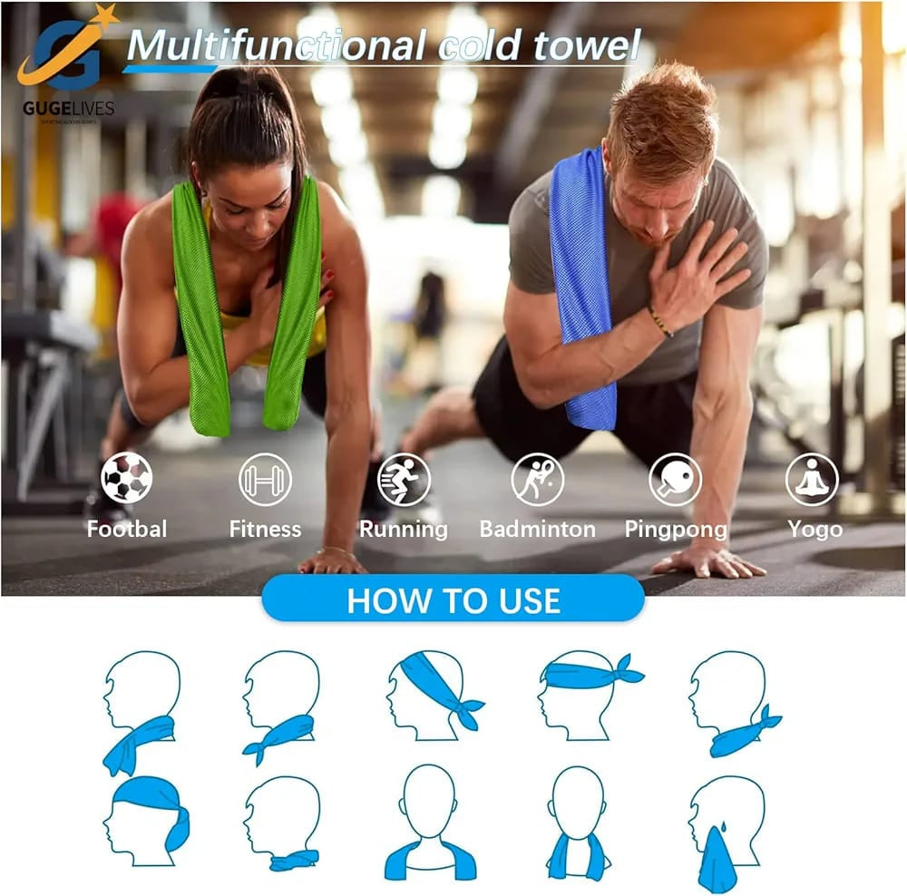 Cooling Towel Ice Towel, Soft Breathable Chilly Towel, Microfiber Towel for Yoga, Sport, Running, Gym, Workout, Camping, Fitness, Workout & More Activities (40"x12"),