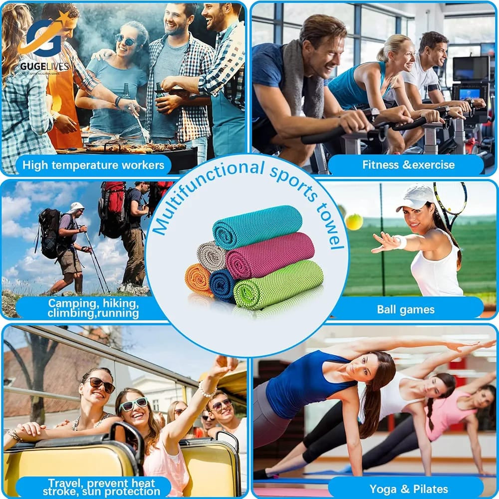 Cooling Towel Ice Towel, Soft Breathable Chilly Towel, Microfiber Towel for Yoga, Sport, Running, Gym, Workout, Camping, Fitness, Workout & More Activities (40"x12"),
