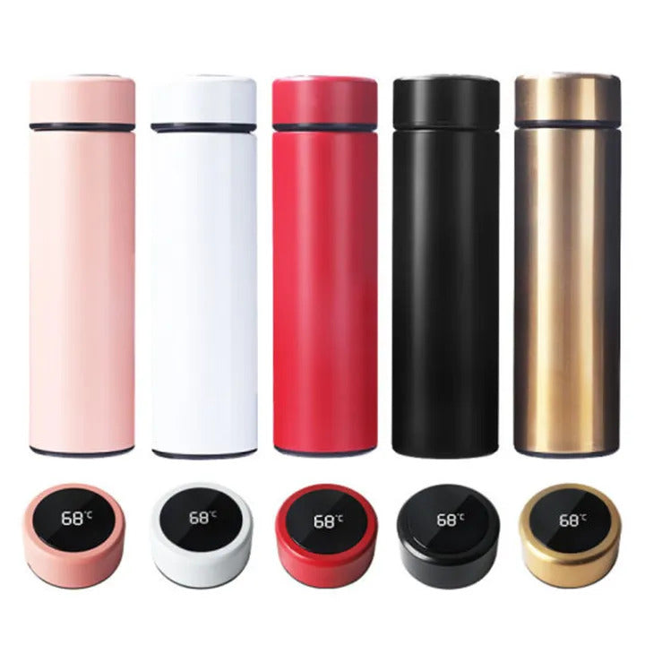 Smart LED Temperature Water Bottle 500ml | Stainless Steel Hot & Cold Bottles with Vacuum Thermos Flask Temperature Water Bottle, Smart Thermos Water Bottle, LED Temperature Display Vacuum Flask Thermos, 500ML Stainless Steel Intelligent Hot Cold Vacuum F